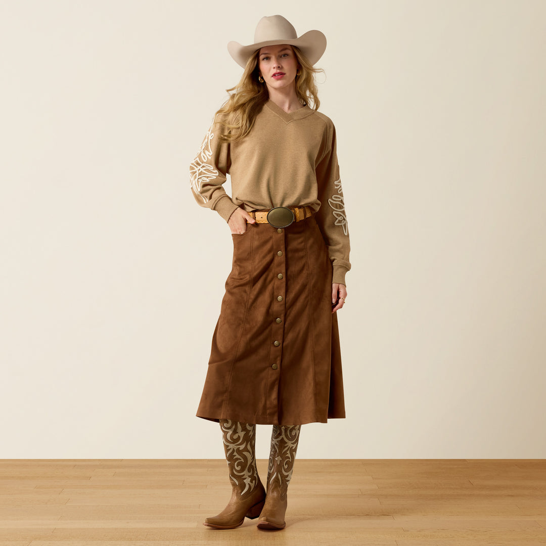 Ladies Ariat Juliette Sweatshirt- Khaki Heather - 10080602