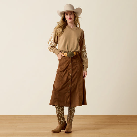 Ladies Ariat Juliette Sweatshirt- Khaki Heather - 10080602