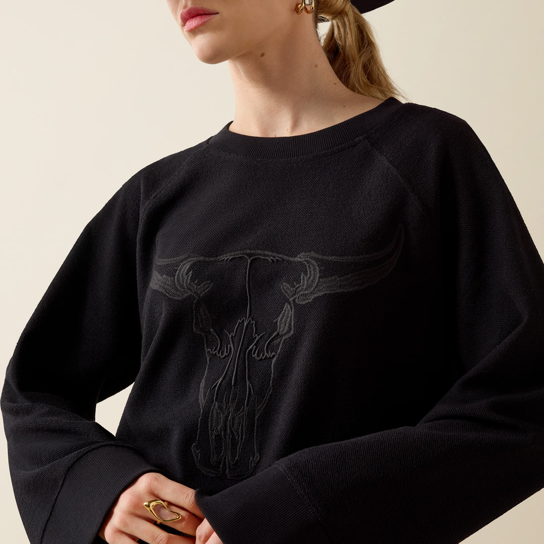Ladies Ariat Steer Statement Sweatshirt - Black - 10080672