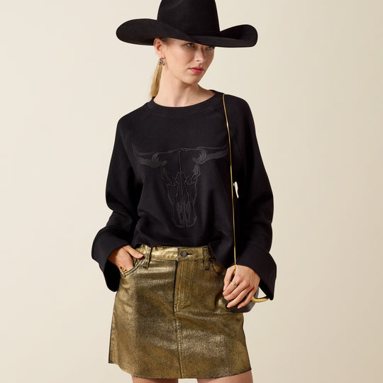 Ladies Ariat Steer Statement Sweatshirt - Black - 10080672