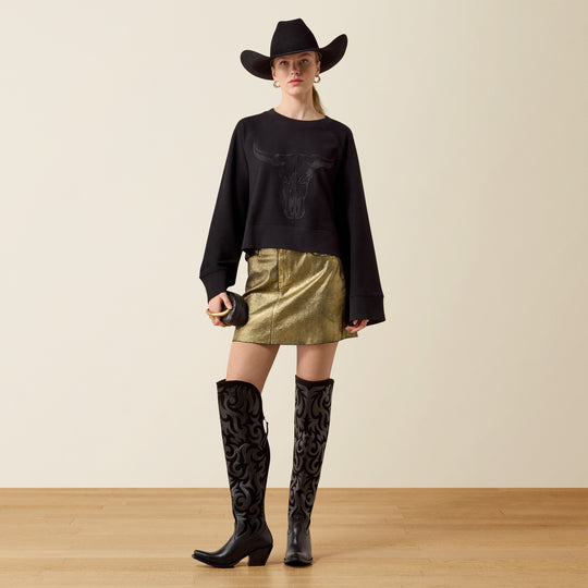 Ladies Ariat Steer Statement Sweatshirt - Black - 10080672