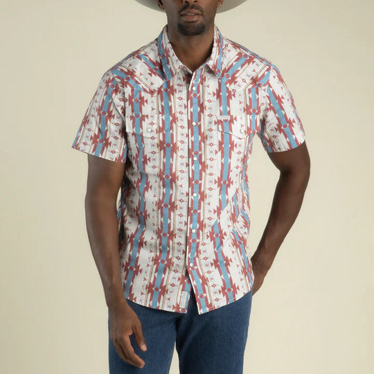 Sendero Provisions Co. The Wyatt Pearl Snap Short Sleeve Cienega Stripe Shirt