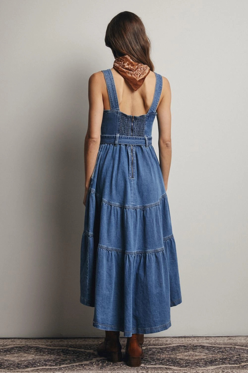 Ladies Listicle Tiered Denim Maxi Dress - FD0023