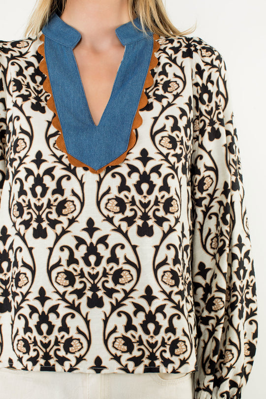 Ladies THML  Long Sleeve Printed Top - FTM3084