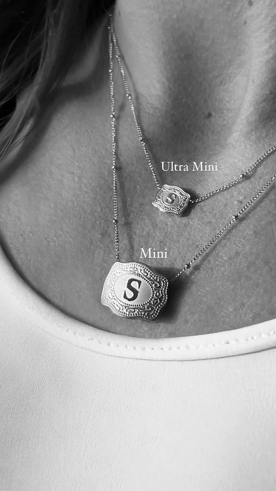 SpurWest Ultra Mini Silver Belt Buckle Initial Necklace