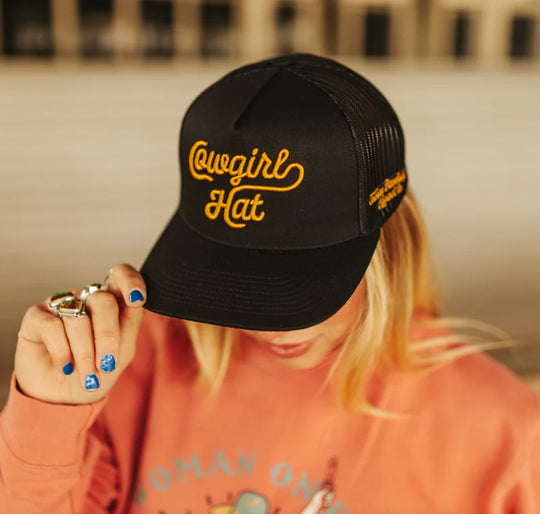 Cowboy Revolution "Cowgirl Hat" Black 5 Panel Trucker Hat