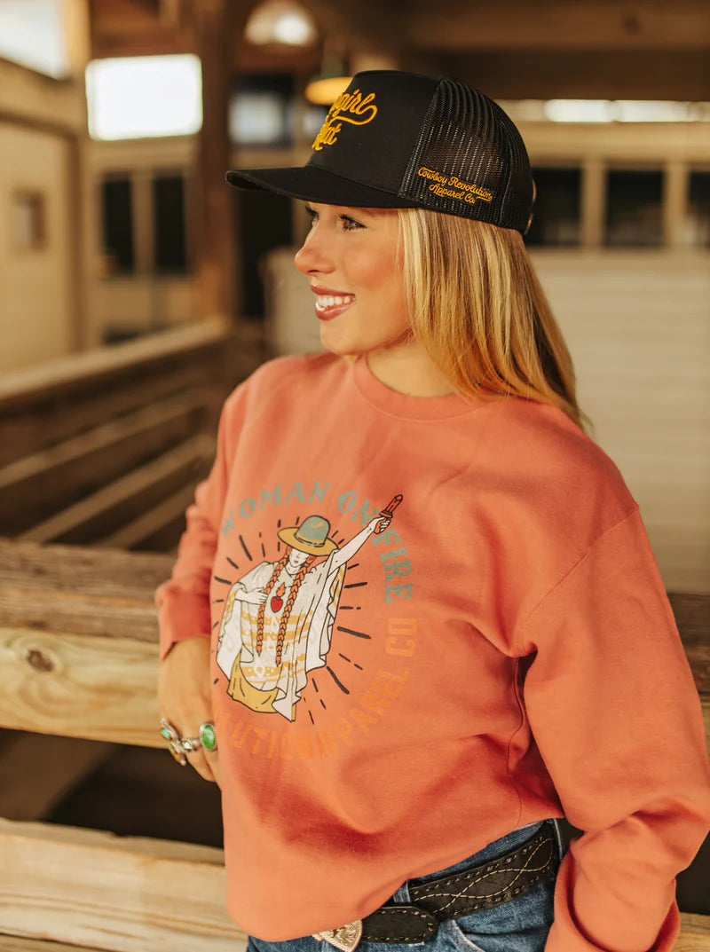 Cowboy Revolution "Cowgirl Hat" Black 5 Panel Trucker Hat