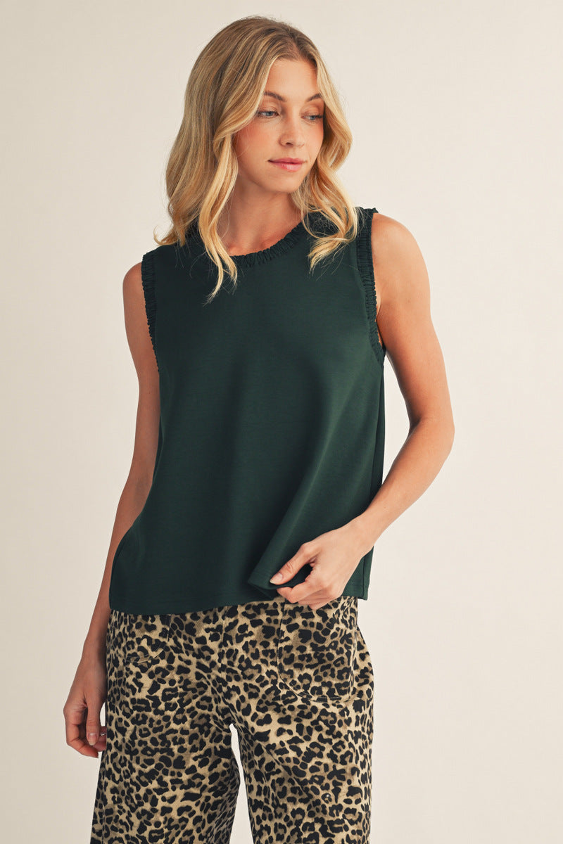 Ladies Jodifl Hunter Green Smocking Edge Tank - G15751