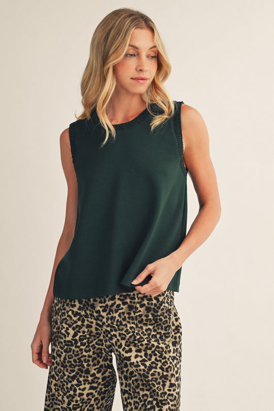 Ladies Jodifl Hunter Green Smocking Edge Tank - G15751