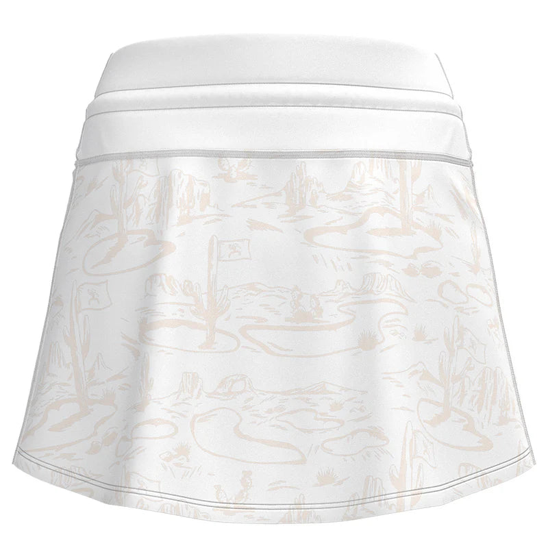 Ladies Hooey "Blondie" Golf Skort White/Cream Tan Desert Pattern - GS2602WHCR