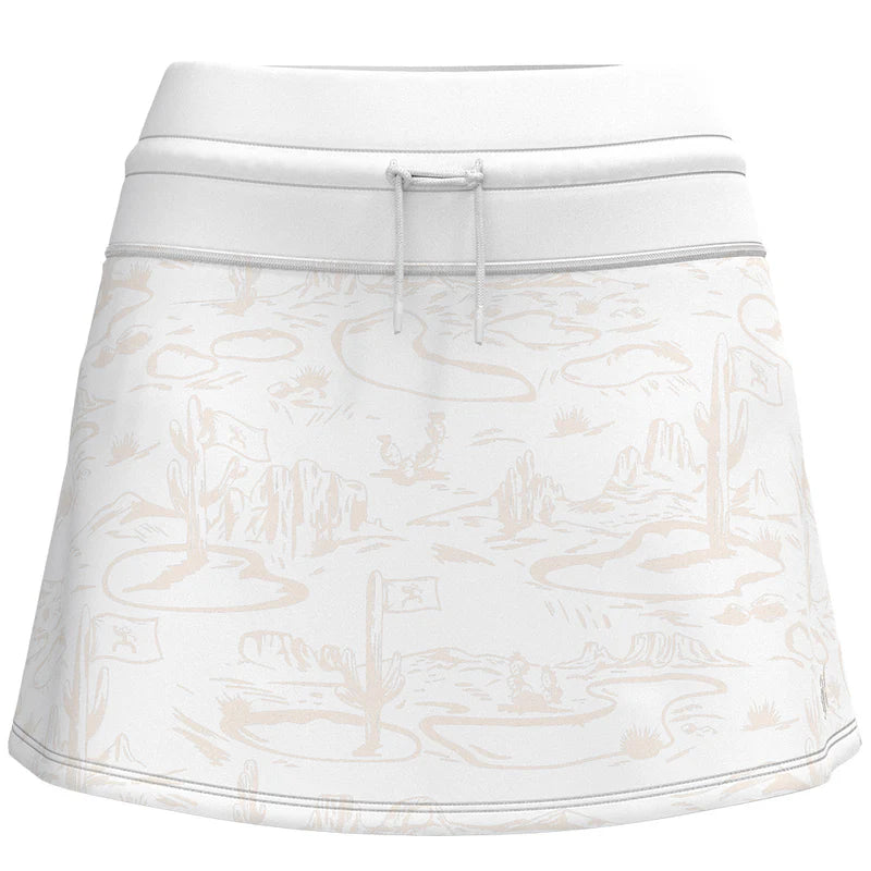 Ladies Hooey "Blondie" Golf Skort White/Cream Tan Desert Pattern - GS2602WHCR