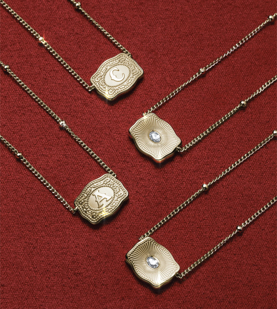 SpurWest Ultra Mini Gold Belt Buckle Necklace (Initial)