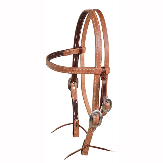 Berlin Leather 3/4" Doubled 'N Stitched Browband Headstall - H1005