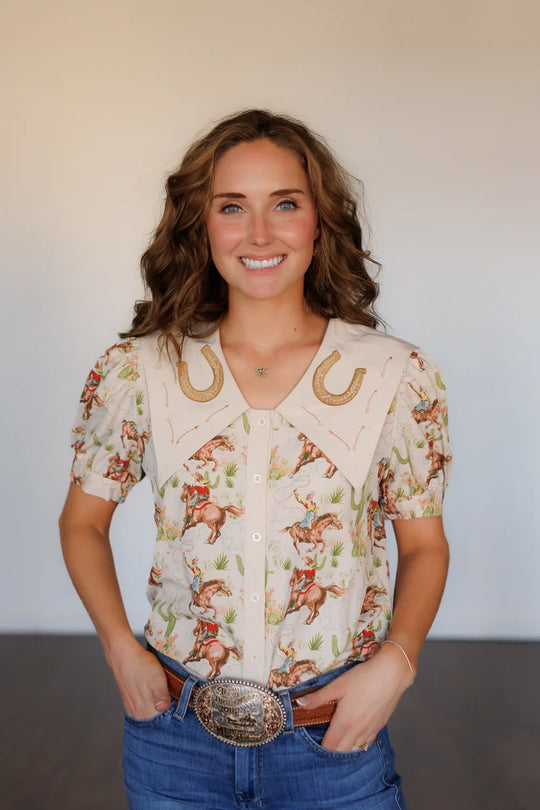 Ladies Howdy Hanny Cactus Cowgirl Shirt - HH3026