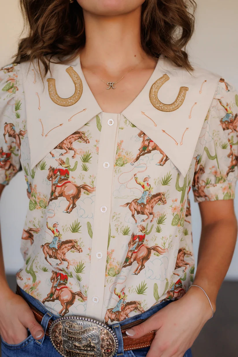 Ladies Howdy Hanny Cactus Cowgirl Shirt - HH3026