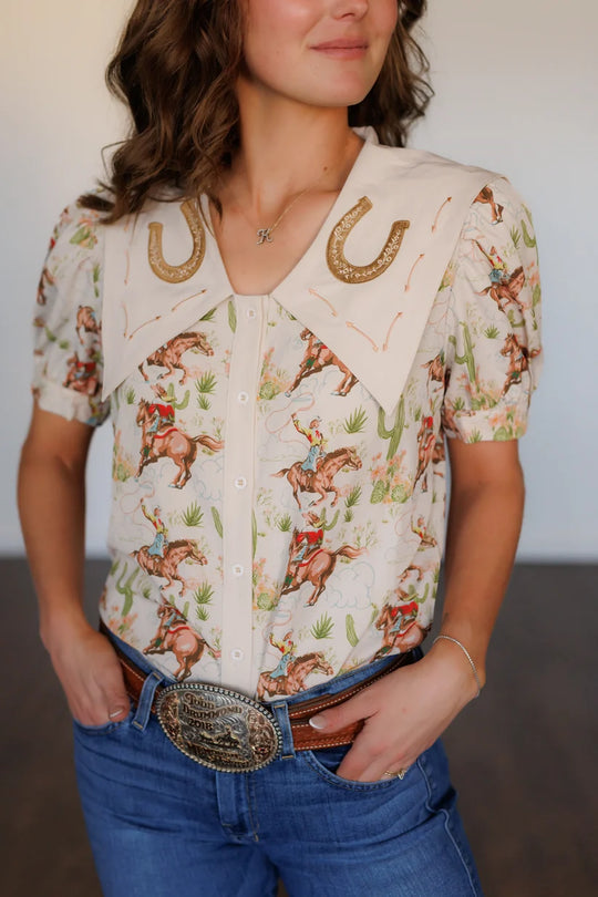 Ladies Howdy Hanny Cactus Cowgirl Shirt - HH3026