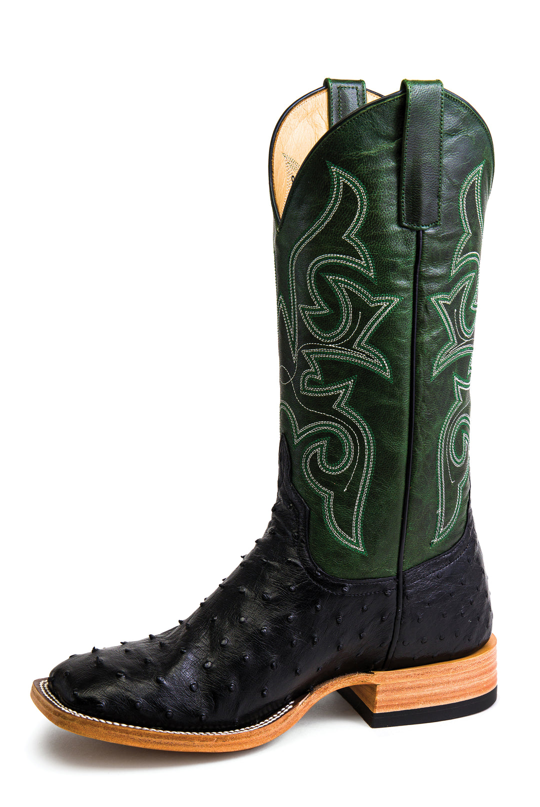 Men's Horse Power Black Full Quill Ostrich with 13" Emerald Explosion Tops - HP8004