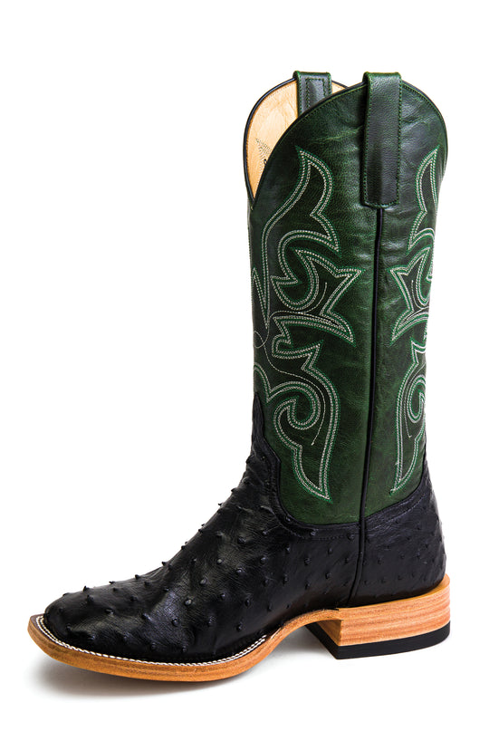 Men's Horse Power Black Full Quill Ostrich with 13" Emerald Explosion Tops - HP8004