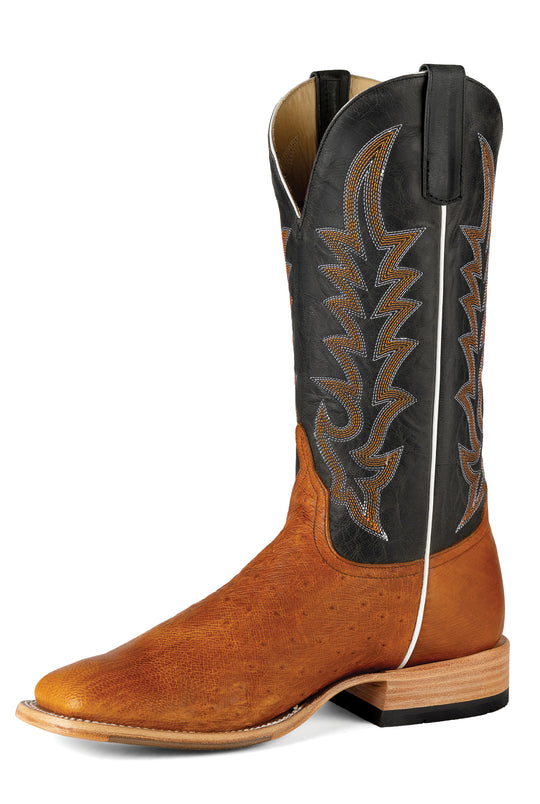Men's Horse Power Cognac Soft OPU Smooth Ostrich with 13" Blue Goat Tops - HP-8066