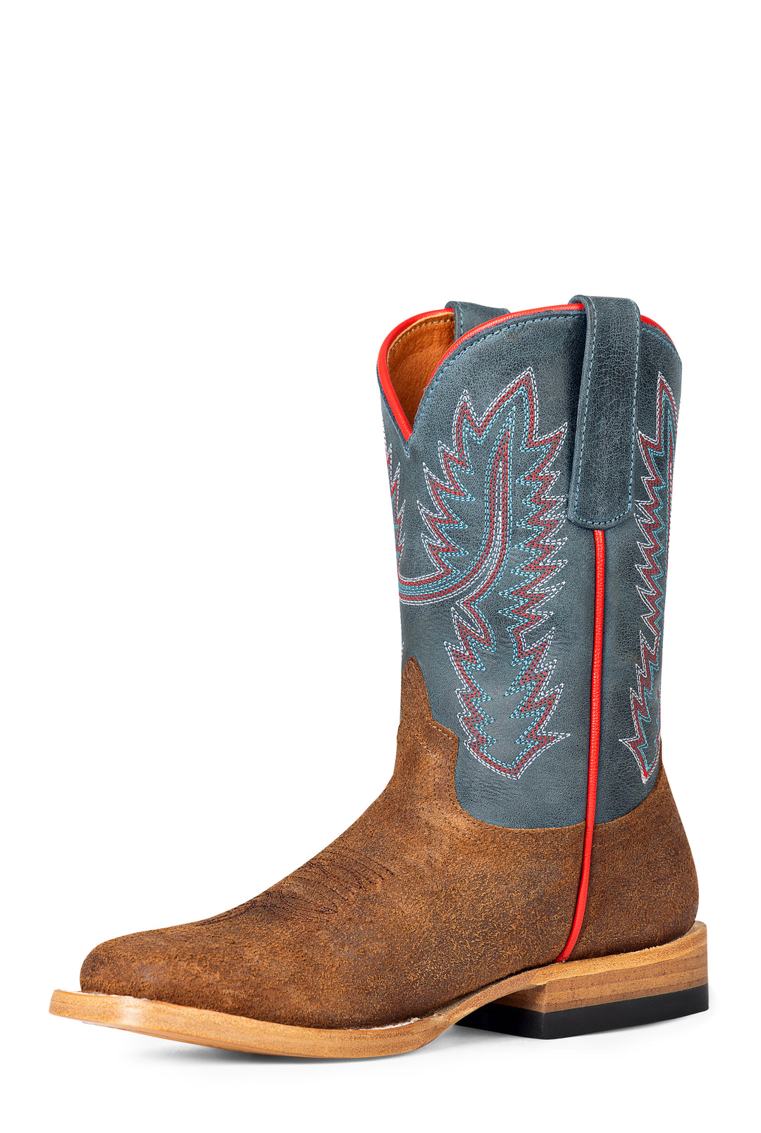 Kids Horse Power Tobacco Old Suede with Blue Oklahoma Tops - HPK8079