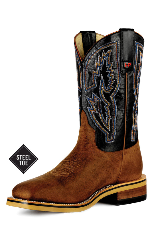 Men's Horse Power Steel Toe Distressed Bison with 11" Black Pull Up Tops - HPW2505