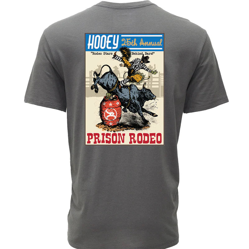 Hooey "Prison Rodeo" T-shirt Grey w/Multi Color Rodeo Graphic - HT1893DKGY