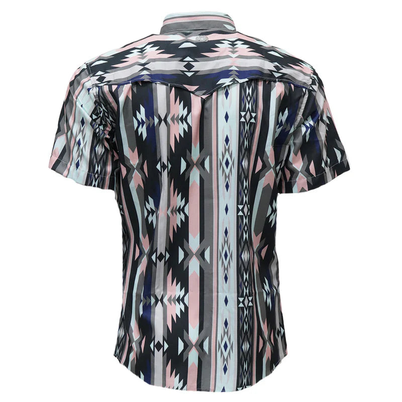 Men's Hooey "Sol" Short Sleeve Pearl Snap Aztec Shirt - HT2621PKAZ