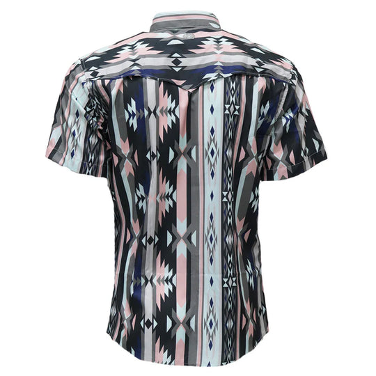 Men's Hooey "Sol" Short Sleeve Pearl Snap Aztec Shirt - HT2621PKAZ