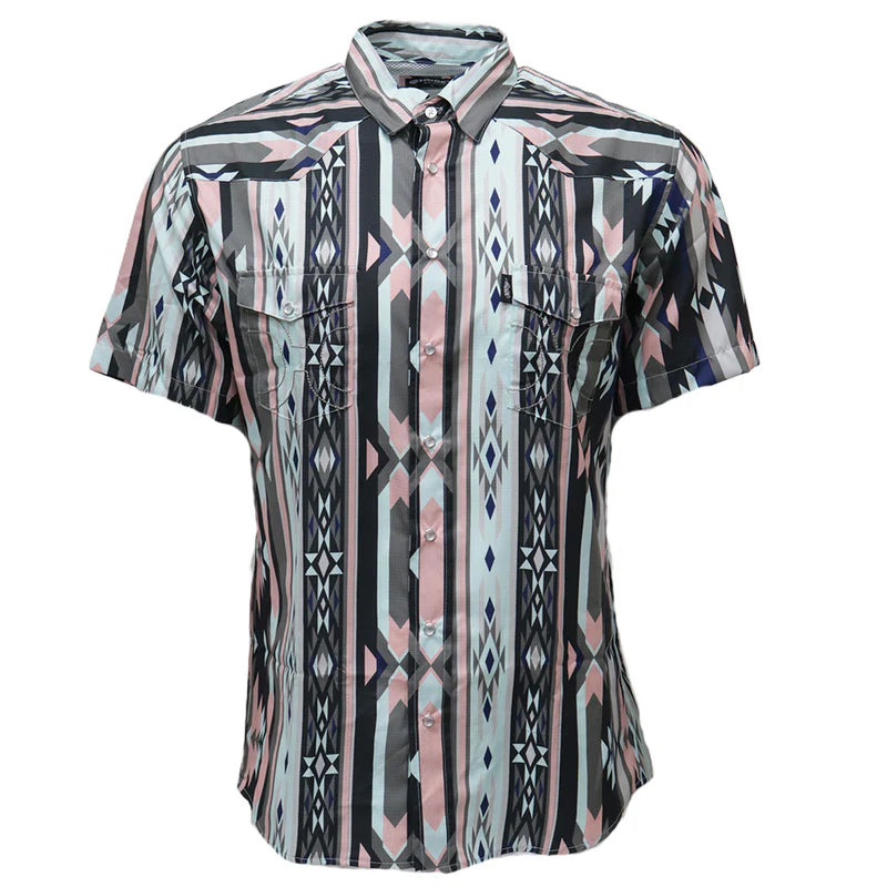 Men's Hooey "Sol" Short Sleeve Pearl Snap Aztec Shirt - HT2621PKAZ