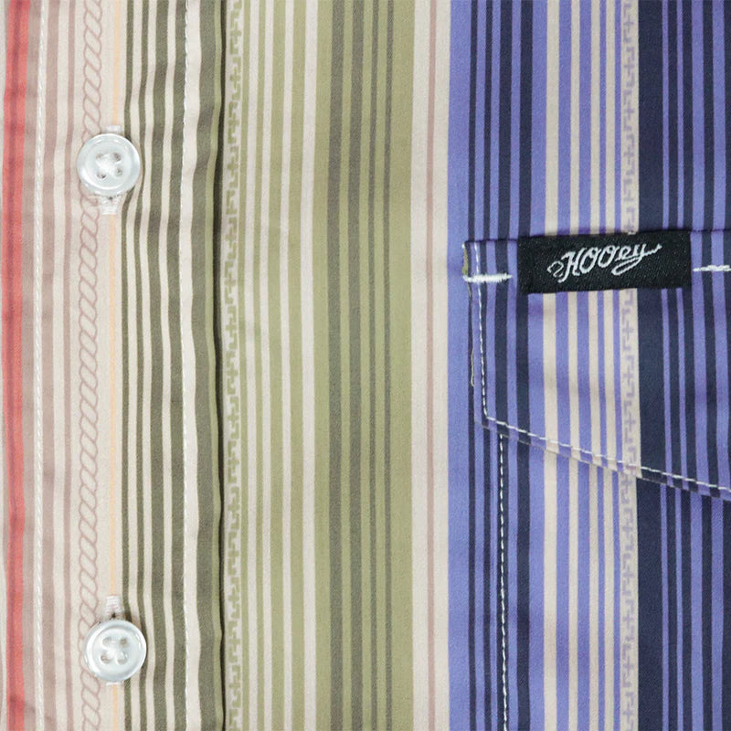 Men's Hooey "Maverick" Short Sleeve Button Up Shirt Tan Stripe Shirt - HT2624TNST