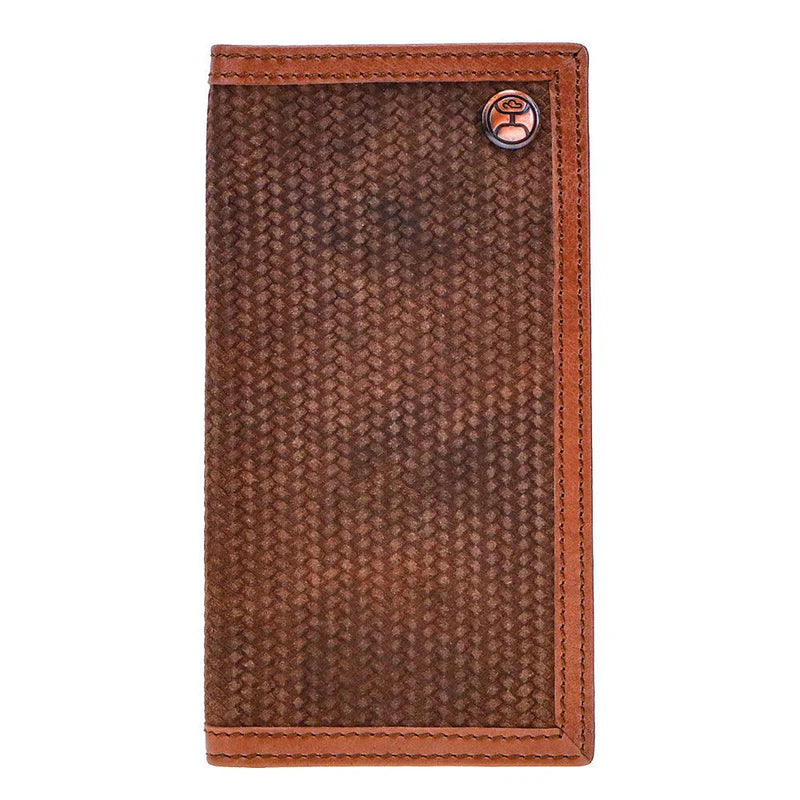 "Hooey Classic Roughout" Wallet Brown Leather Basket Weave Embossed - HW002-BR