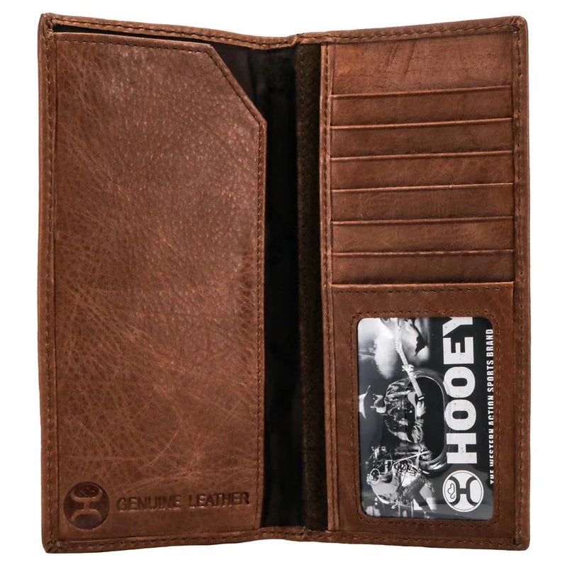 "Hooey Classic Roughout" Wallet Brown Leather Basket Weave Embossed - HW002-BR