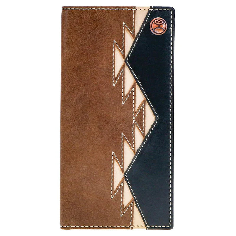 Hooey "Tonkawa" Rodeo Hooey Wallet Brown/Black w/ Ivory Aztec - HW006-BRBK