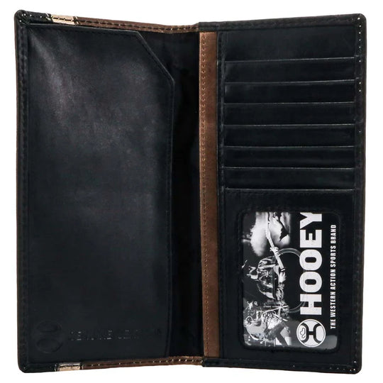 Hooey "Tonkawa" Rodeo Hooey Wallet Brown/Black w/ Ivory Aztec - HW006-BRBK