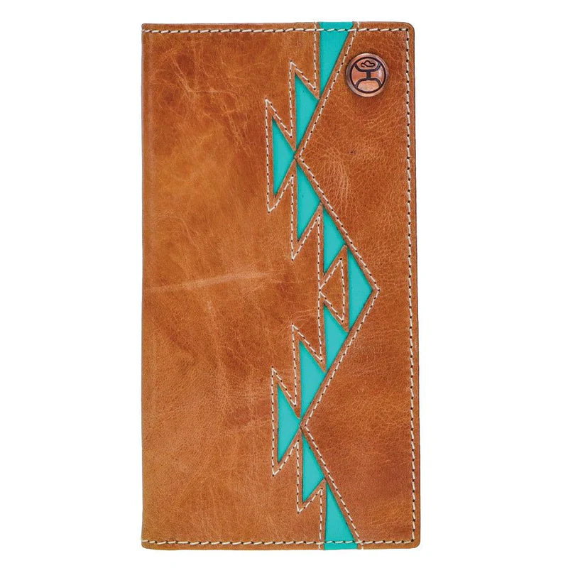 Hooey "Tonkawa" Rodeo Hooey Wallet Tan w/Turquoise Aztec - HW006-TNTQ