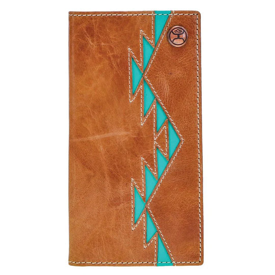Hooey "Tonkawa" Rodeo Hooey Wallet Tan w/Turquoise Aztec - HW006-TNTQ