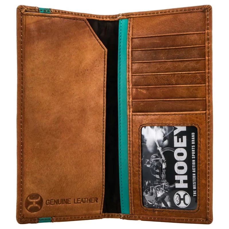 Hooey "Tonkawa" Rodeo Hooey Wallet Tan w/Turquoise Aztec - HW006-TNTQ