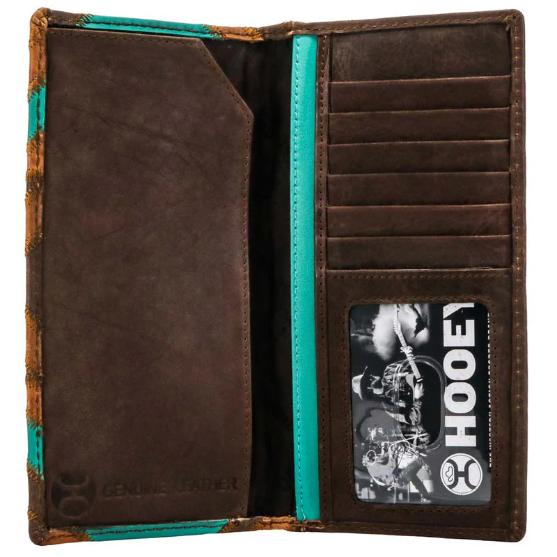 Hooey "Montezuma" Rodeo Wallet Brown/Turquoise & Patchwork - HW007-BRTQ