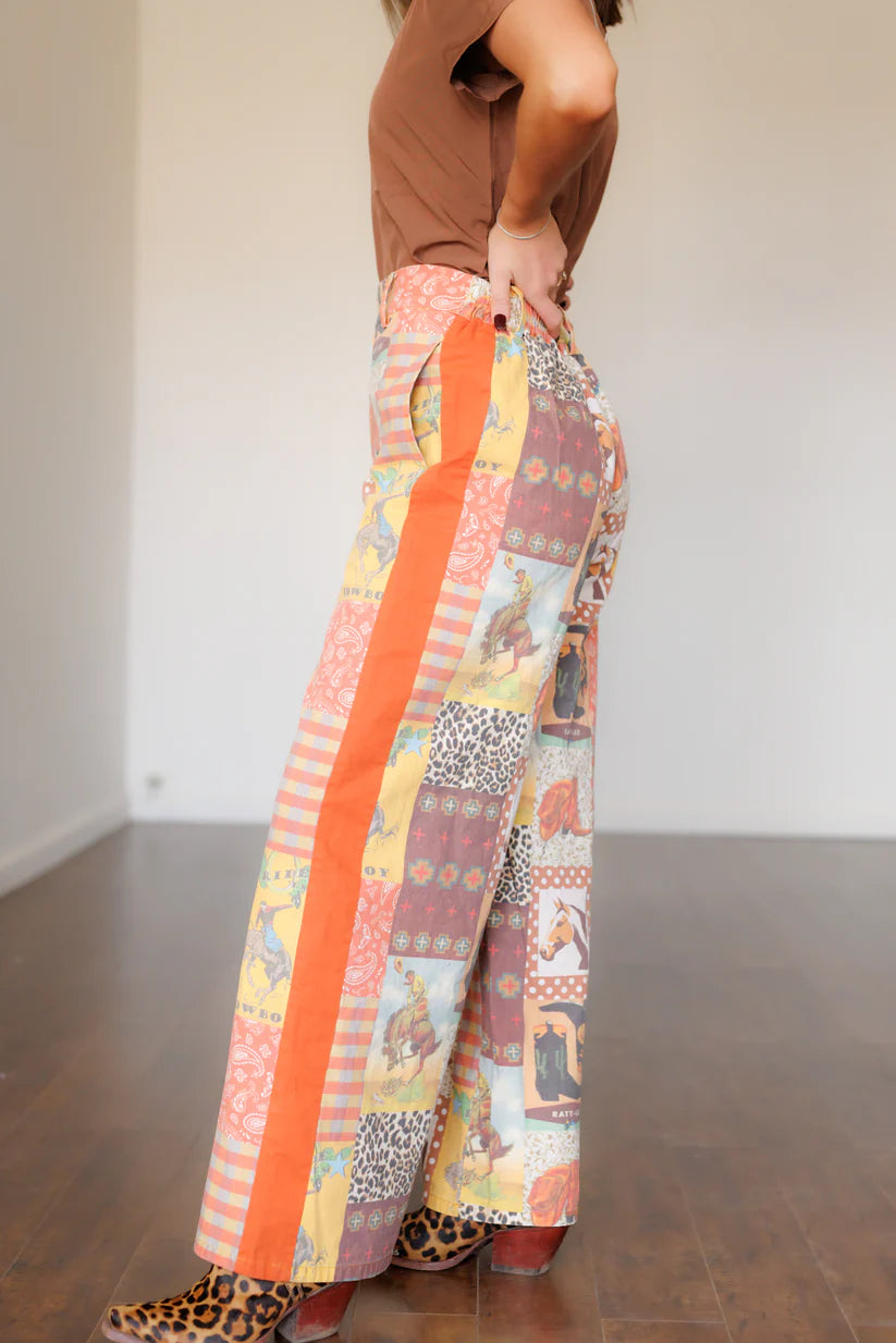 Ladies Howdy Hanny Cowboy Collage Pants - HH222