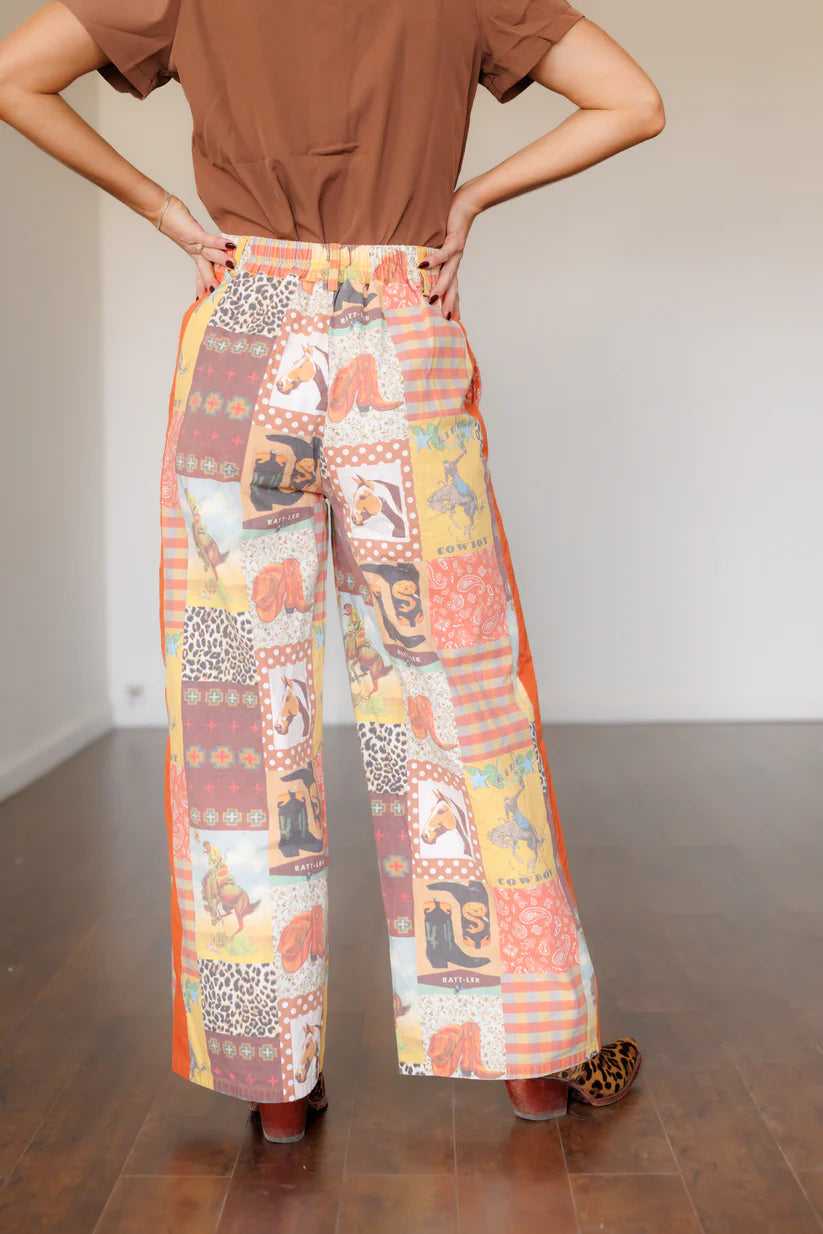 Ladies Howdy Hanny Cowboy Collage Pants - HH222
