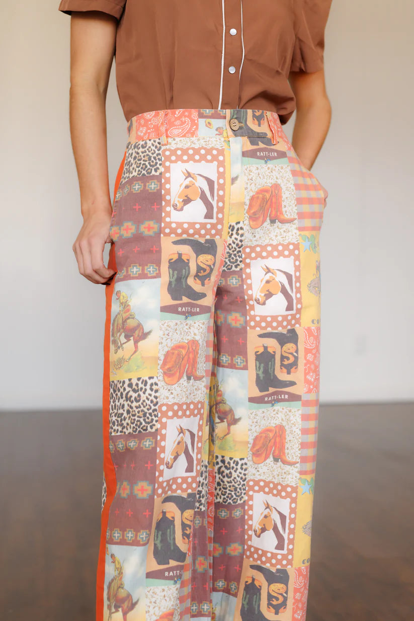 Ladies Howdy Hanny Cowboy Collage Pants - HH222