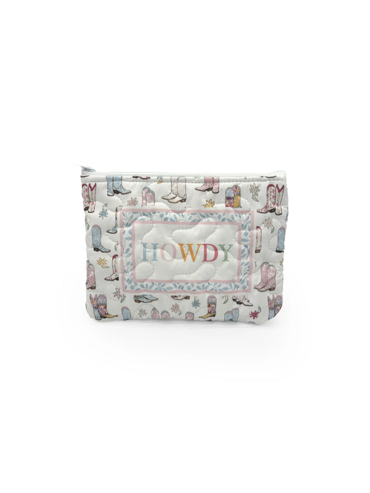 "Howdy" Patchwork Quilted Makeup Bag