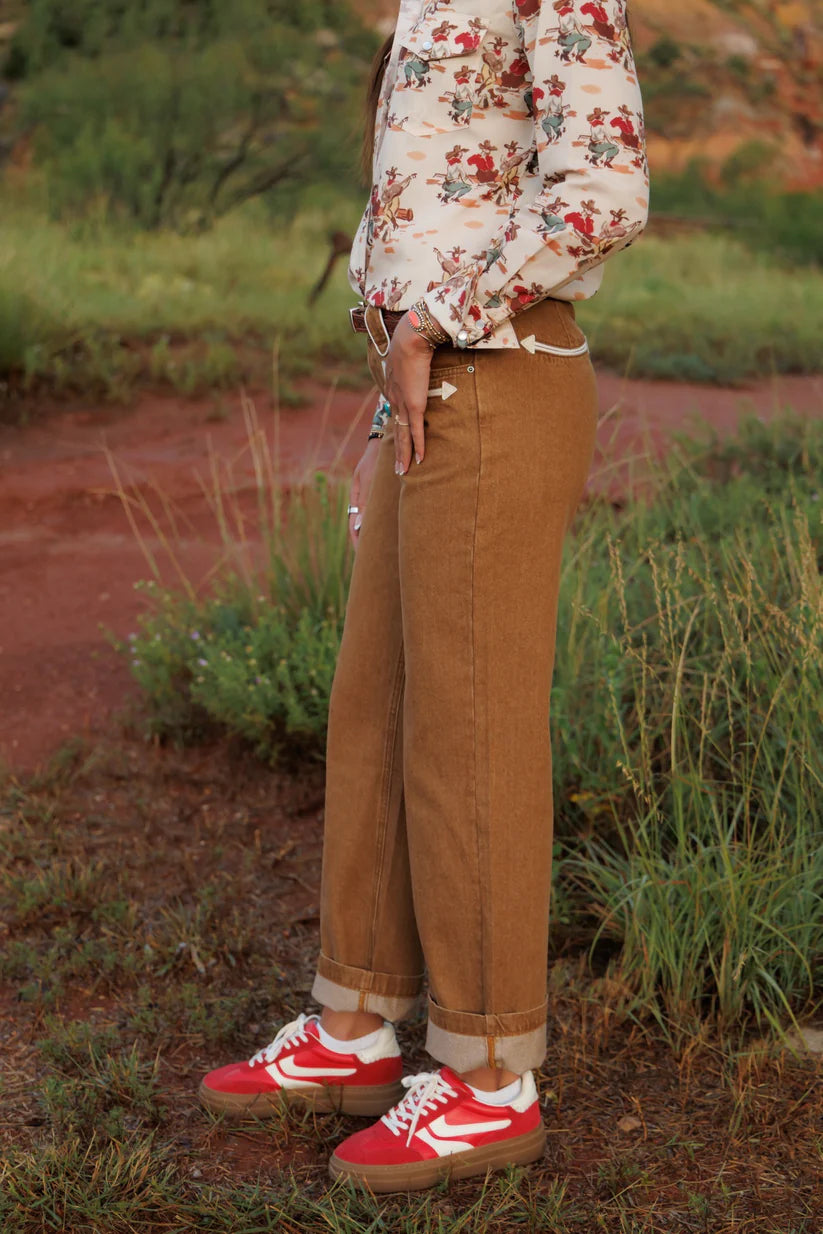 Ladies Howdy Hanny Tan Smiley Jeans - HH8800