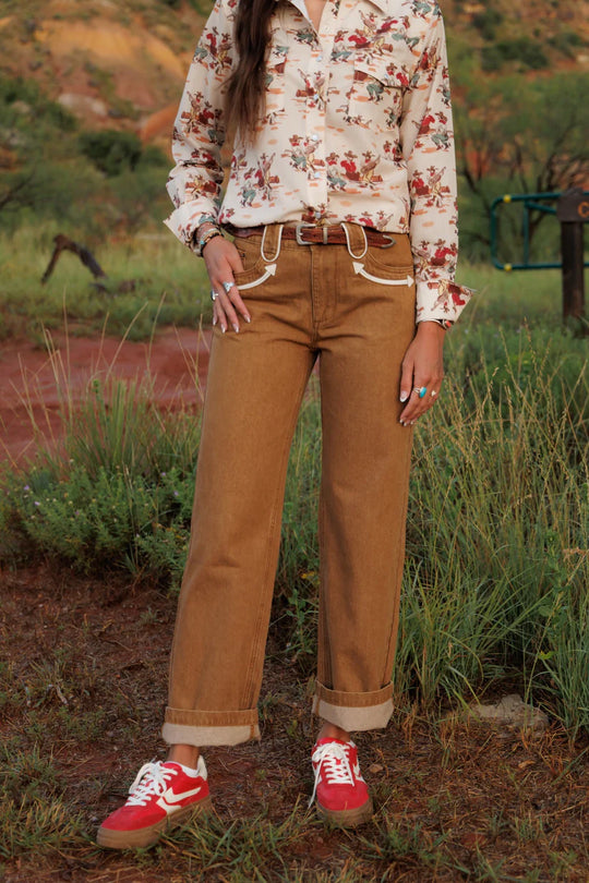 Ladies Howdy Hanny Tan Smiley Jeans - HH8800