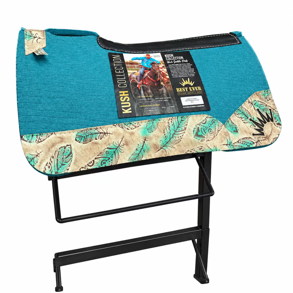 Best Ever Pads The Kush Wool Tucson Feathers Crown Embroidered Saddle Pad - 30"x30" 3/4"