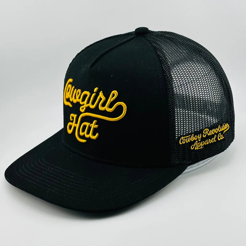 Cowboy Revolution "Cowgirl Hat" Black 5 Panel Trucker Hat