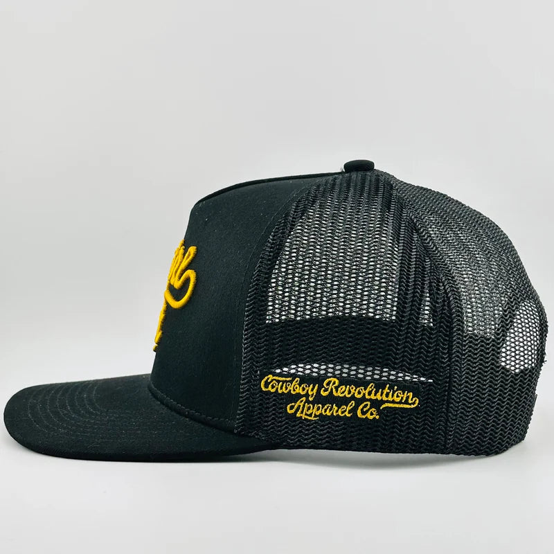Cowboy Revolution "Cowgirl Hat" Black 5 Panel Trucker Hat