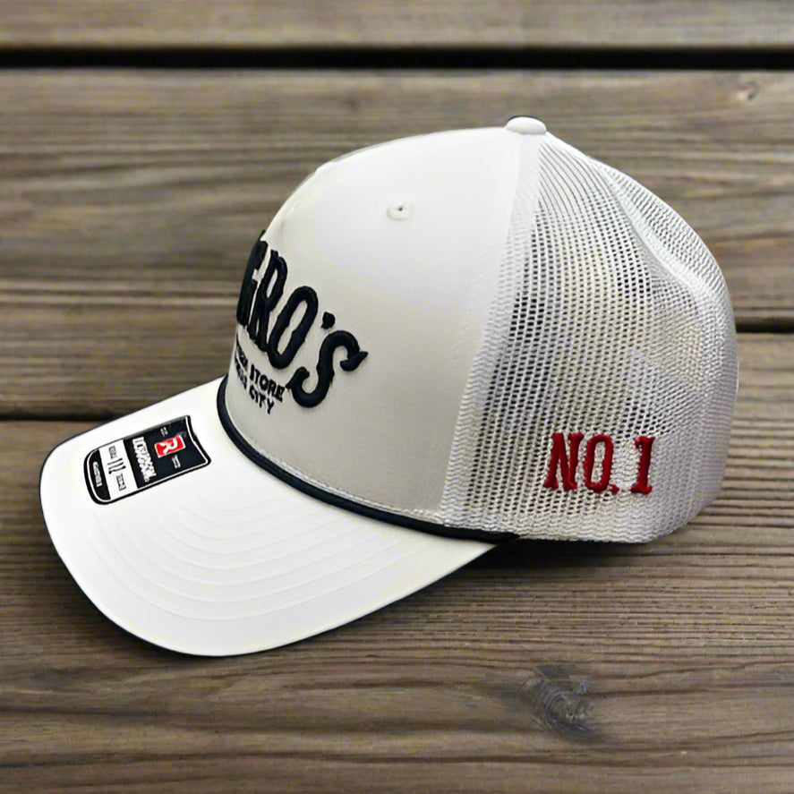 Nigro's Richardson 112 "Nigro's" Black Arch Solid White Cap Black Rope - NBC 4