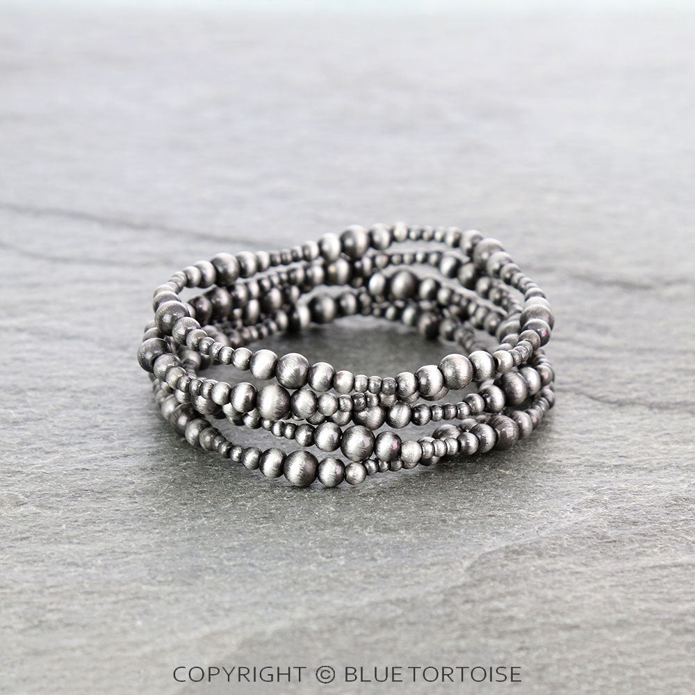Blue Tortoise Western Navajo Style Pearl Stackable Bracelets - JB0672