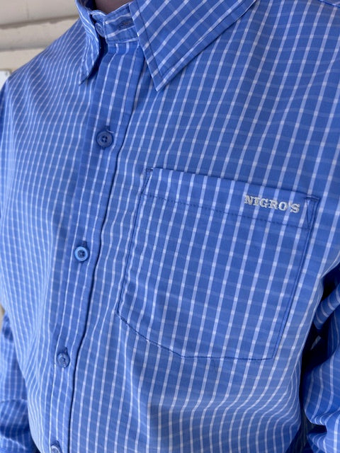 Nigro's Exclusive Light Blue & White Gingham Long Sleeve Shirt